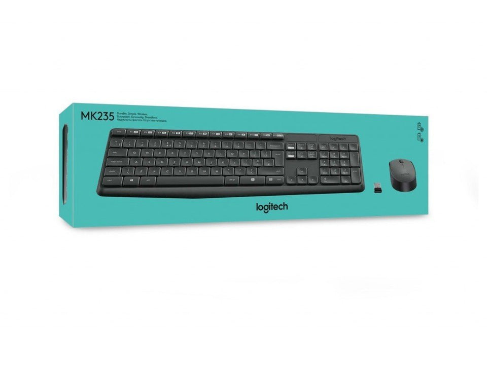 Logitech MK235 Wireless Keyboard and Mouse - Black